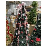 Stripe red ribbon fully decorated pop up tree