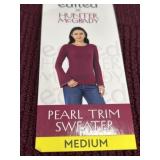 Ladies medium edited pearl trim sweater