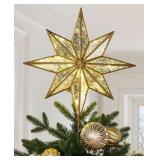 Pre-Lit Gold Star Tree Topper