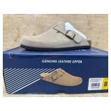 Womenï¿½s Taupe Suede Clogs Size 8