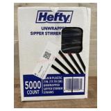 Hefty Black Plastic Stirrer Straws, 5000 Count