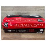 White Plastic Forks, 600-Count Box