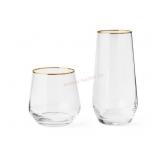 12-Piece Gold Rim Crystal Drinkware Set