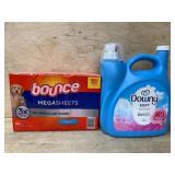 Bounce Dryer Sheets and Downy Fabric Softener