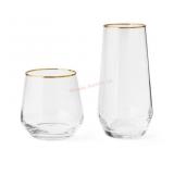 12-Piece Gold Rim Crystal Drinkware Set