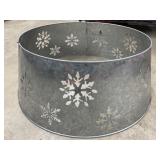 Galvanized Metal Tree Collar with Snowflakes