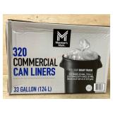 320 Commercial Can Liners, 33 Gallon