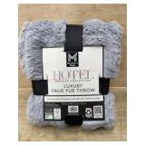 Luxury Grey Faux Fur Throw Blanket