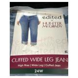 Ladies 24w cuffed wide leg jeans
