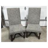 2- Grey plaid fabric traditional style dining