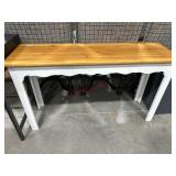 White and natural finish sofa table