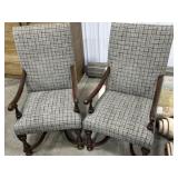 2- Traditional style wood armchairs with grey