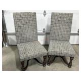 2- Grey plaid fabric traditional style dining
