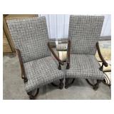 2- Traditional style wood armchairs with grey