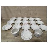 LONGABERGER 16 SAUCERS AND 2 CUPS BLUE