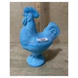 PV FRANCE BLUE MILK GLASS ROOSTER