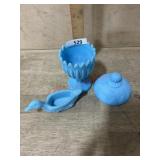 3 PIECE BLUE MILK GLASS