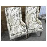2- Wingback dining chair with bird and floral