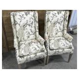 2- Wingback dining chair with bird and floral