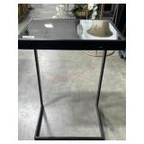 Wrought iron base mirror top side table