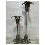 Pair of Glass and brass decorator candle sticks