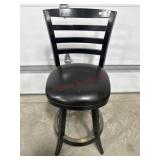 Black ladderback swivel bar stool with brown faux