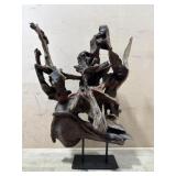 Natural driftwood art on metal base