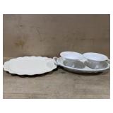 Basket weave white Italy platter / ivory platter