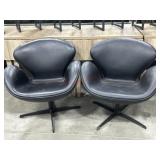 2- Arne Jacobsen style swan black leather swivel