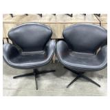 2- Arne Jacobsen style swan black leather swivel
