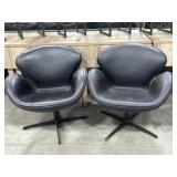 2- Arne Jacobsen style swan black leather swivel
