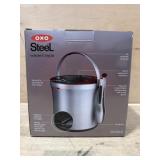 Steel ice bucket and tong set