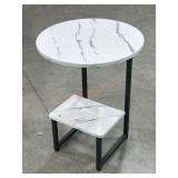 Modern C shape side table with marble look top