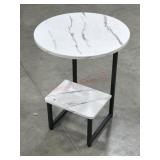Modern C shape side table with marble look top