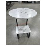 Modern C shape side table with marble look top