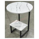 Modern C shape side table with marble look top