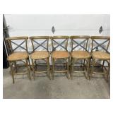 Natural wood and metal cross back bar height