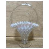 FENTON GLASS WHITE OPALESCENT BASKET