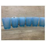 FENTON GLASS BLUE OPALESCENT HOBNAIL JUICE