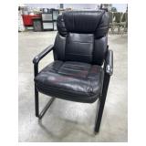 Black leather executive side reception chair