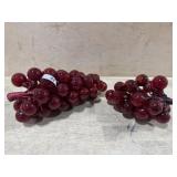 2 Bunches of red glass grapes