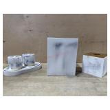 6 Piece white marble design bathroom set