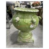 Green glazed terra cotta planter