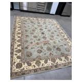 9.5 x 8  Wool green and burgundy patterned area