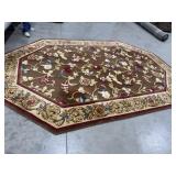 8x12 Brown tan and burgundy floral pattern area