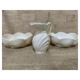 BELLEEK IRELAND 2 BOWLS AND 1 PITCHER