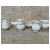 BELLEEK IRELAND MINI PITCHERS 6 PIECES