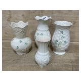 BELLEEK IRELAND VASE SET 4 PIECE