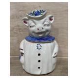 SHAWNEE POTTERY WINNIE BLUE TRIM COOKIE JAR