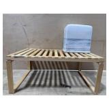 Wood organizer shelf and white tissue box